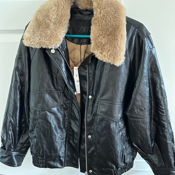 ZARA FAUX FUR COLLAR JACKET - NEW - Picture 5 of 14